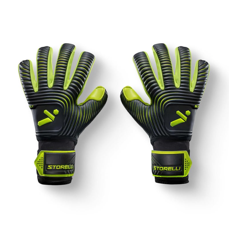 Storelli Silencer Sly Goalkeeper Gloves, Soccer Accessories, Sports Equipment, High-Impact Hand Protection with Removable Finger Spines, Unisex, Youth, Glove Bag Included, Black, Yellow, Size 9 - Image 1